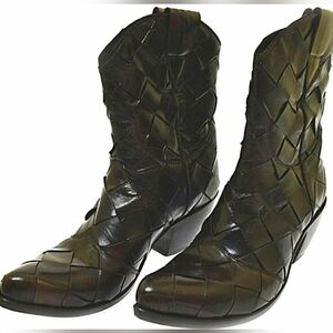 Gianni Barbato Women's Brown Woven Leather Boot US 9.5 Universal Militare
